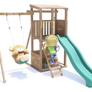 SquirrelFort Single Swing Green Slide