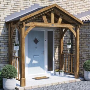 Thunderdam Wide Wooden Porch Canopy With Balustrades