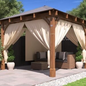 Leviathan Chunky Gazebo with Curtains