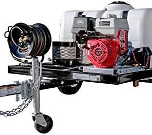 SIMPSON Cleaning 95003 Mobile Trailer 4200 PSI Cold Water Gas Pressure Washer System, 4.0 GPM, Electric Start Honda Engine,