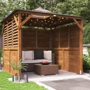 Erin Gazebo with Dome – Half Height Solid Wall, Half Louvre