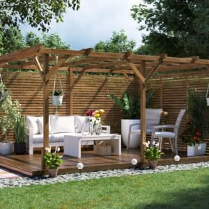 Utopia Slatted Wall Wooden Pergola
