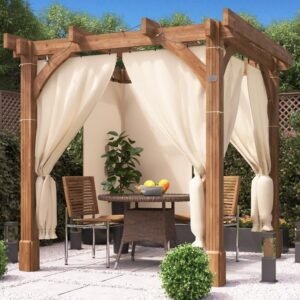 Leviathan Wooden Pergola With Curtains