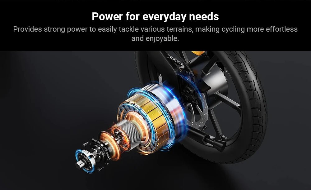 DYU A16 Electric Bike, 250W Motor, 36V 10Ah Battery, 16-inch Tire, 25km/h Max Speed, 55km Range, Dual Disc Brakes - Black